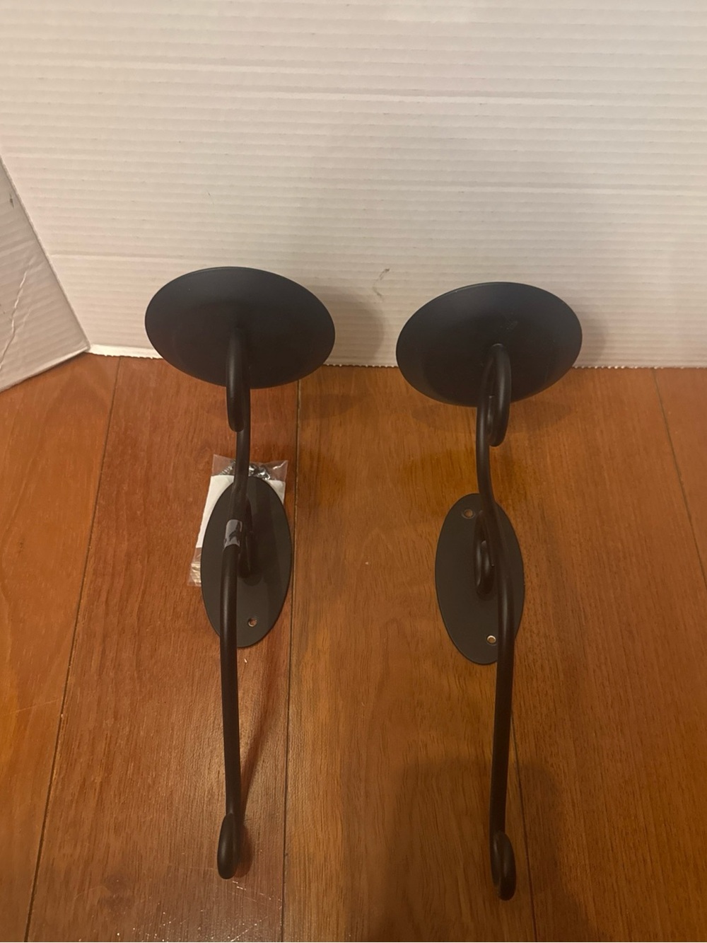 VTG PartyLite Hearthside Black Wrought Iron Wall Sconces Candle Holders Pair
